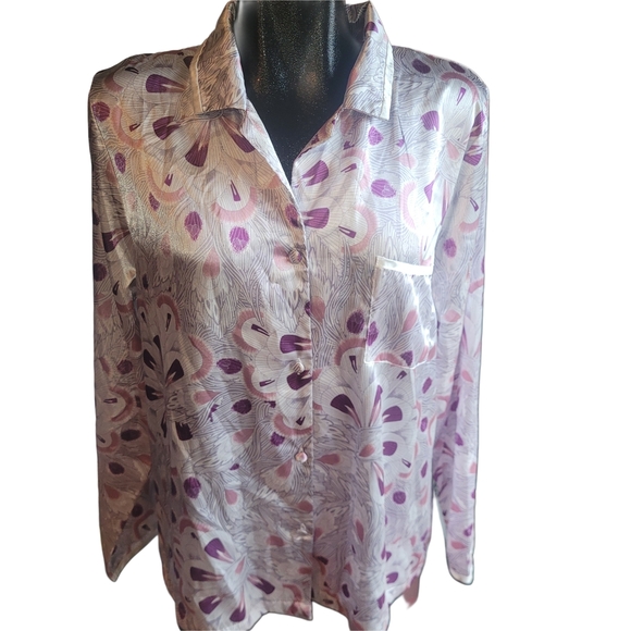 Jessica White And Pink Satin Pajama Set - Picture 1 of 4